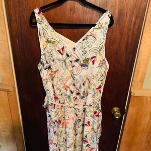 White with colorful floral print dress
